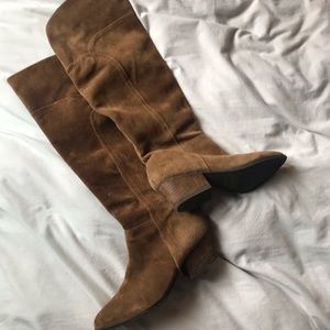 Vintage style suede knee high boots